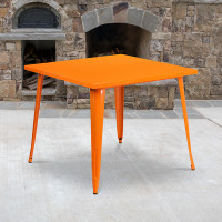 Flash Furniture CH-51050-29-OR-GG 35.5" Square Orange Metal Indoor-Outdoor Table